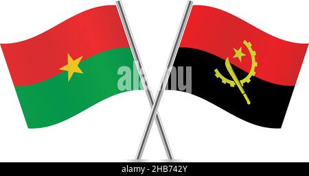 Drapeaux de l'Angola et du Burkina Faso.Illustration vectorielle. Illustration de Vecteur