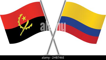 Drapeaux de l'Angola et de la Colombie.Illustration vectorielle. Illustration de Vecteur