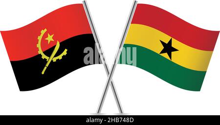 Drapeaux de l'Angola et du Ghana.Illustration vectorielle. Illustration de Vecteur