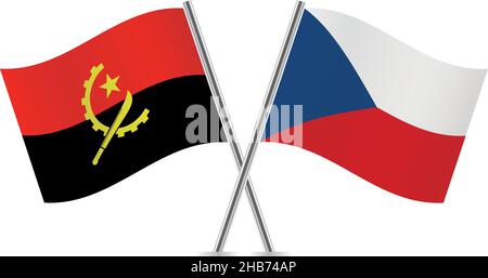 Drapeaux de l'Angola et de la République tchèque.Illustration vectorielle. Illustration de Vecteur