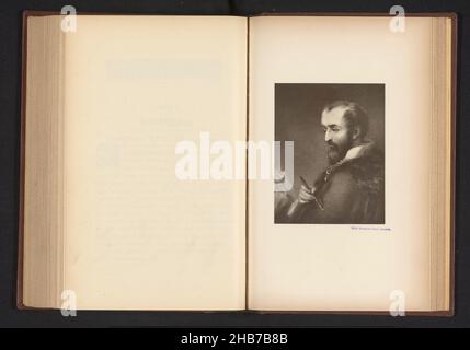 Photoréproduction d'un imprimé après un tableau, représentant un portrait de Correggio, fabricant: Anonyme, anonyme, c.1870 - avant 1876, papier, hauteur 117 mm × largeur 92 mm Banque D'Images