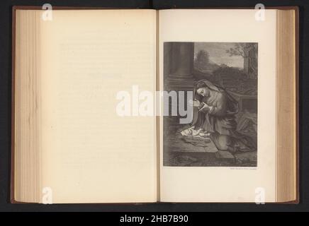 Photoréproduction d'un imprimé après un tableau, représentant Marie adoring the Child, fabricant: Anonyme, anonyme, c.1870 - avant 1876, papier, hauteur 159 mm × largeur 120 mm Banque D'Images