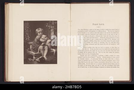 Photoréproduction d'un imprimé après un tableau, représentant une fille avec des chats, fabricant: Anonyme, anonyme, c.1861 - avant 1871, papier, hauteur 155 mm × largeur 119 mm Banque D'Images