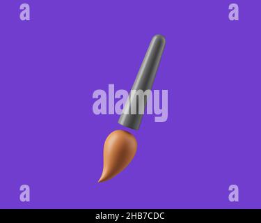 Outil de pinceau simple pour les concepteurs 3D rendu d'illustration.Objet isolé sur fond violet. Banque D'Images