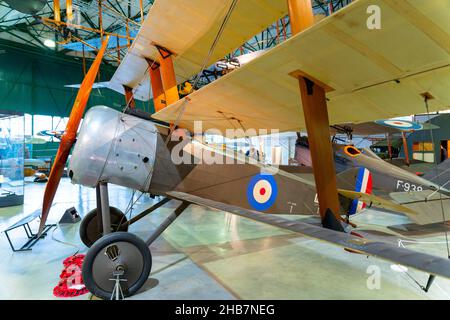 Soopwith Triplane, qui a volé pendant la première Guerre mondiale au RAF Museum, Londres, Royaume-Uni Banque D'Images