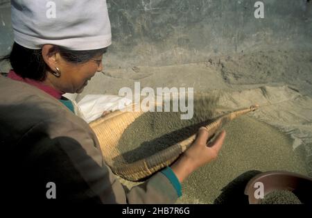 Femmes au travail dans le quartier musulman de la vieille ville de Xian dans le Provinz de Shaanxi en Chine.Chine, Xian, octobre 1997 Banque D'Images