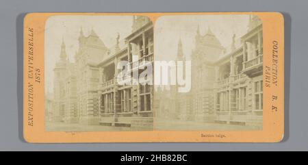 Pavillon belge à l'exposition universelle 1878, Section belge (titre sur objet), exposition universelle 1878 (titre de la série sur objet), Bloc Adolphe (mentionné sur objet), Paris, 1878, carton, papier,imprimé albumine, hauteur 87 mm × largeur 176 mm Banque D'Images