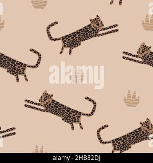 Joli motif sans coutures léopard.Papier peint brun jungle beige.Tissu tendance Vector Illustration de Vecteur