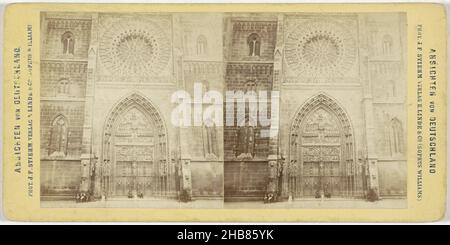 Portail de l'église Saint-Laurent à Nuremberg, Allemagne, Deutschland - Nürnberg.Portal der Lorenz-Kirche (titre sur objet), Ansichten von Deutschland (titre de la série sur objet), Johann Friedrich Stiehm (mentionné sur objet), éditeur: E. Linde & Co. (Sophus Williams) (mentionné sur objet), Neurenberg, éditeur: London, 1868 - 1900, carton,papier, imprimé albumine, hauteur 87 mm × largeur 177 mm Banque D'Images