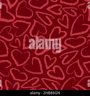Motif coeur dessiné à la main sans couture.Arrière-plan de la Saint-Valentin.Illustration vectorielle. Illustration de Vecteur