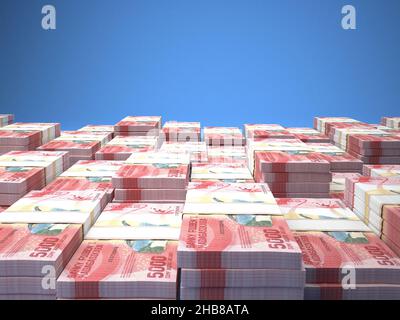 Argent de Madagascar.Des projets de loi ariaires malgaches.Billets MGA.5000 ariary.Affaires, finances, informations générales.3d illustration. Banque D'Images