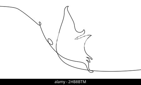 Mise en plan continue d'une ligne.Logo papillon volant.Illustration en noir et blanc.Concept logo, carte, bannière, affiche Illustration de Vecteur