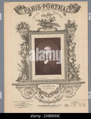 Portrait de Léon Gambetta, Léon Gambetta (titre sur objet), Étienne Carjat (mentionné sur objet), Lemercier & Cie. (Mentionné sur objet), c.1873 - avant 1880, papier, hauteur 121 mm × largeur 85 mm Banque D'Images
