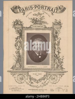 Portrait de Jules Verne, Jules Verne (titre sur objet), Félix Nadar (mentionné sur objet), Lemercier & Cie. (Mentionné sur objet), c.1873 - avant 1880, papier, hauteur 125 mm × largeur 91 mm Banque D'Images