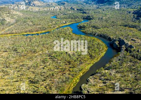 Australie, Nouvelle-Galles du Sud, Ganguddy, vue aérienne du marais de Dunns et de la rivière dans le parc national de Wollemi Banque D'Images