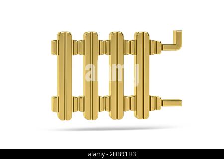 Icône de radiateur Golden 3D isolée sur fond blanc - rendu 3D Banque D'Images