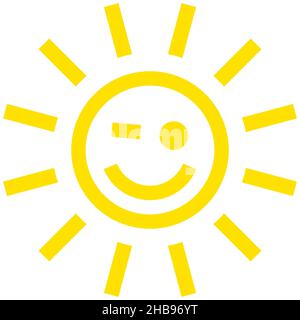 Sun smiley jaune symbole symbole icône isolé - illustration vectorielle Illustration de Vecteur