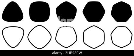 Un ensemble de polygones avec des coins arrondis - triangle, carré, pentagone, hexagone, heptagon - peut être utilisé comme icônes Illustration de Vecteur