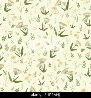 Les fleurs sauvages et les herbes sont un modèle sans couture. Banque D'Images