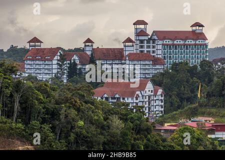 Bâtiments de la ville de Tanah Rata dans les Highlands de Cameron, Malaisie Banque D'Images