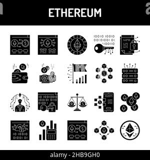 Jeu d'icônes de ligne Ethereum. Elément vectoriel isolé. Pictogrammes de contour pour la page Web, l'application mobile, la promotion. Contour modifiable. Illustration de Vecteur
