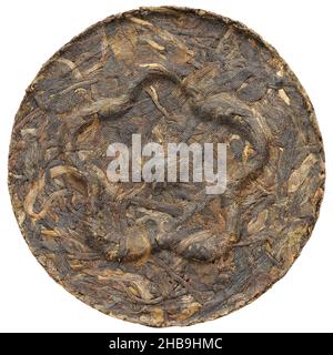 Myanmar Kokang puerh forme ronde Isolatedtop vue Banque D'Images