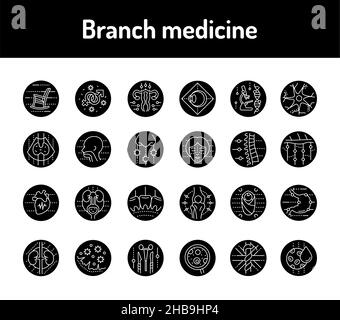 Ensemble d'icônes de la ligne de médicaments de la branche. Elément vectoriel isolé. Pictogrammes de contour pour la page Web, l'application mobile, la promotion. Contour modifiable. Illustration de Vecteur