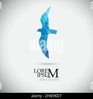 Bleu volant bleu aquarelle mouette.Illustration vectorielle Illustration de Vecteur