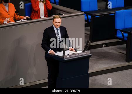 Berlin, Allemagne.16th décembre 2021.Le politicien allemand Christian Lindner.(Credit image: © Ralph Pache/PRESSCOV via ZUMA Press Wire) Banque D'Images