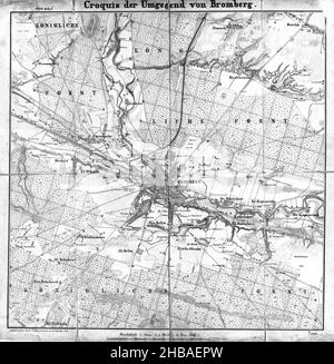 Carte de Bydgoszcz, Imprimer de Bydgoszcz, affiche de Bydgoszcz, Plan de Bydgoszcz, ville de Bydgoszcz,Carte de Bromberg, Bromberg Print, carte de Bromberg, ville de Bromberg, Pologne Banque D'Images