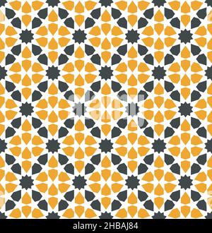 Répétition géométrique sans couture.Basé sur l'ornement islamique.Noir et orange Illustration de Vecteur