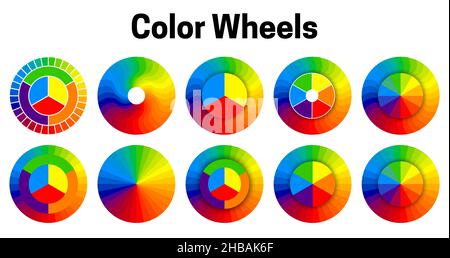 Roues de couleur définies par la théorie des couleurs Illustration de Vecteur