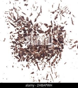 De chocolat râpé isolé sur fond blanc Banque D'Images