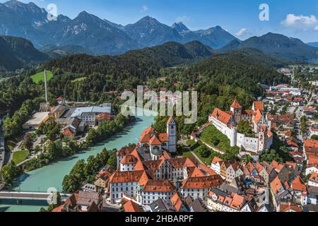 Vue aérienne de Füssen dans l'est de l'Allgaeu Banque D'Images