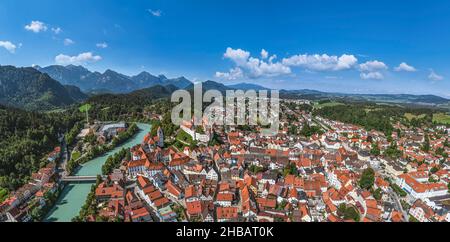 Vue aérienne de Füssen dans l'est de l'Allgaeu Banque D'Images