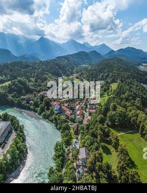 Vue aérienne de Füssen dans l'est de l'Allgaeu Banque D'Images