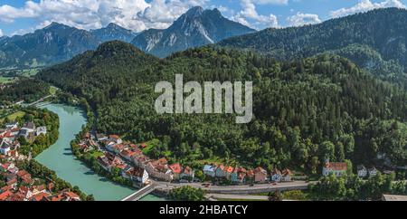 Vue aérienne de Füssen dans l'est de l'Allgaeu Banque D'Images