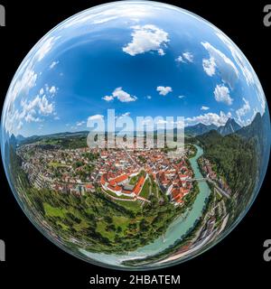 Vue aérienne de Füssen dans l'est de l'Allgaeu Banque D'Images