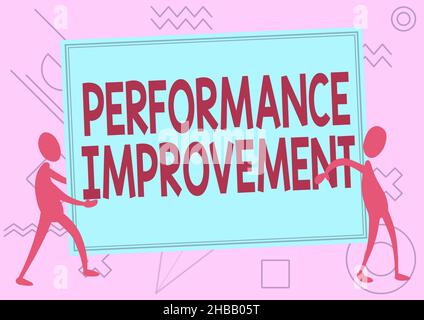 Amélioration des performances de l'écriture manuscrite.Concept Internet mesurer et modifier la sortie pour augmenter l'efficacité deux collègues debout transportant de grands Banque D'Images