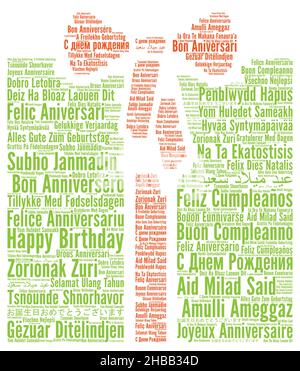 Joyeux anniversaire dans différentes langues mot nuage Banque D'Images