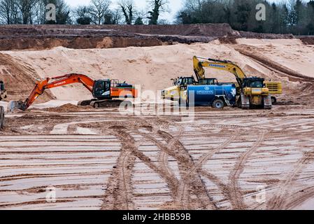 Équipement lourd à la carrière de sable Arclid Silica à Sandbach à Cheshire Banque D'Images