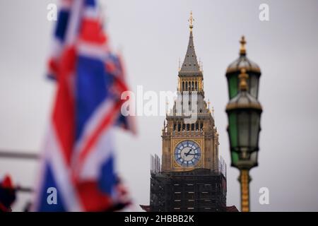 Big Ben, la tour Elizabeth est révélée de derrière l'échafaudage après 4 ans de travaux d'amélioration qui sont presque terminés.La face de l'horloge et t Banque D'Images