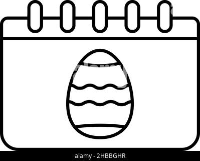 Calendrier avec symbole Contour d'œuf de Pâques Illustration de Vecteur