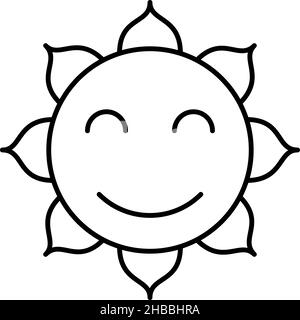 Vecteur d'icône Smiling Sun Outline Illustration de Vecteur