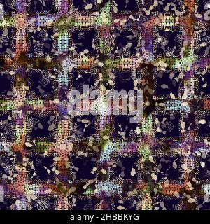 Imprimé camouflage géométrique exotique multicolore de boho.Motif de répétition détaillé pour le sol sombre automnal sans couture. Banque D'Images