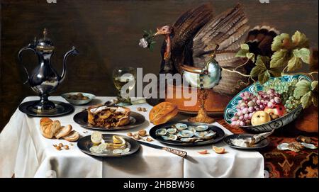 Encore la vie avec la Turquie Pie par Pieter Claesz (c.1597– 1660), huile sur panneau, 1627 Banque D'Images