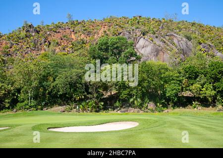 Parcours de golf sur l'île de Praslin, Seychelles Banque D'Images