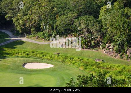 Parcours de golf sur l'île de Praslin, Seychelles Banque D'Images