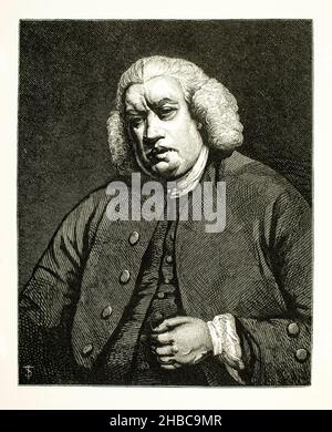 Illustration gravée du Dr Samuel Johnson, d’un portrait de Sir Joshua Reynolds, pour la vie de Boswell de Johnson, publié en 1866 Banque D'Images