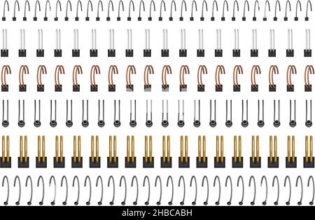 Reliures en spirale réalistes pour ordinateur portable, classeurs à anneaux métalliques.Spirales en plastique pour calendriers ou feuilles de papier, ensemble vectoriel de bagues en fil de bloc-notes.Attaches en acier argent et or pour agenda, album Illustration de Vecteur